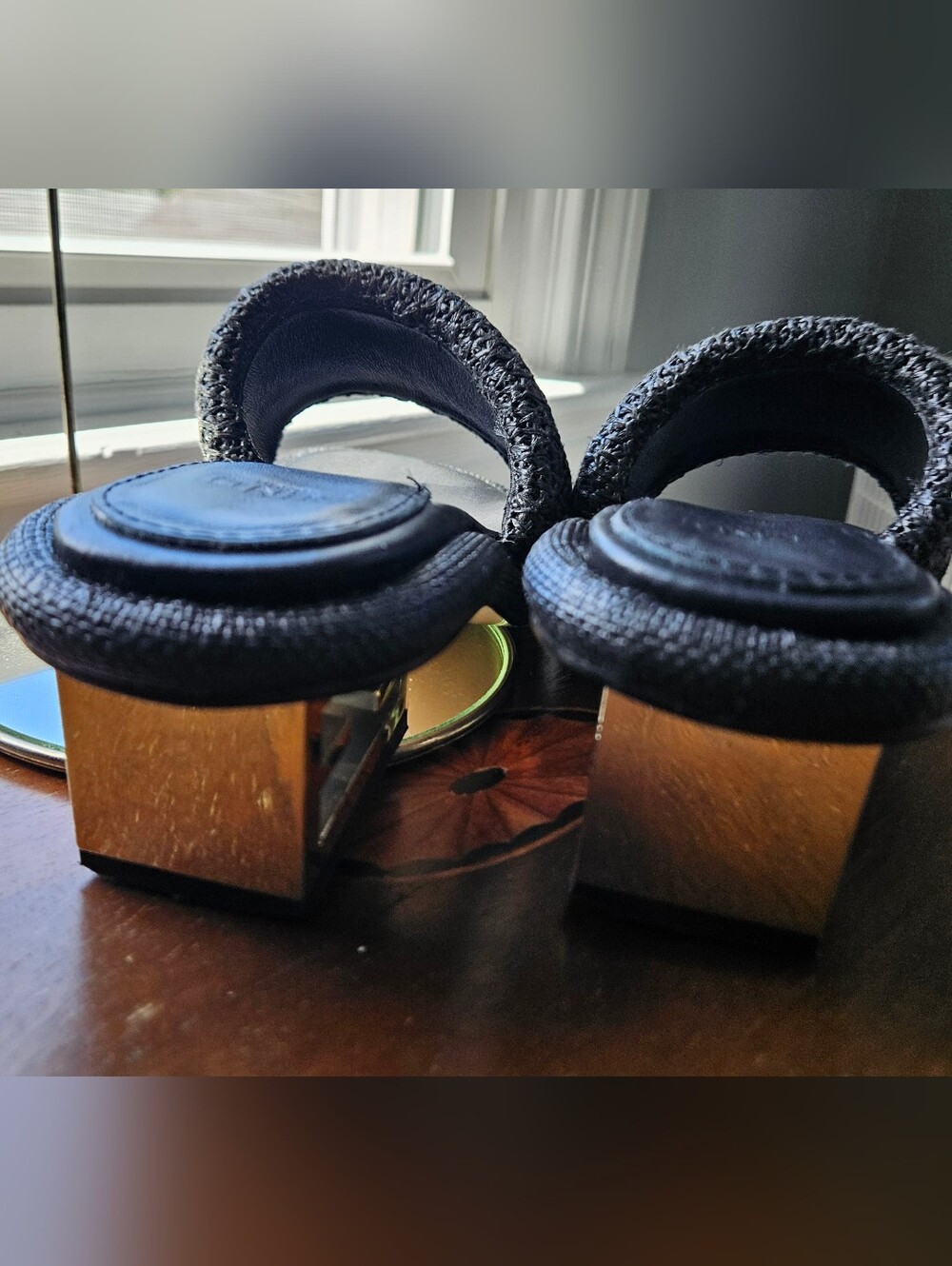 Fendi FF Hardware Raffia Slide Sandals Size 37 Black - Picture 3 of 14